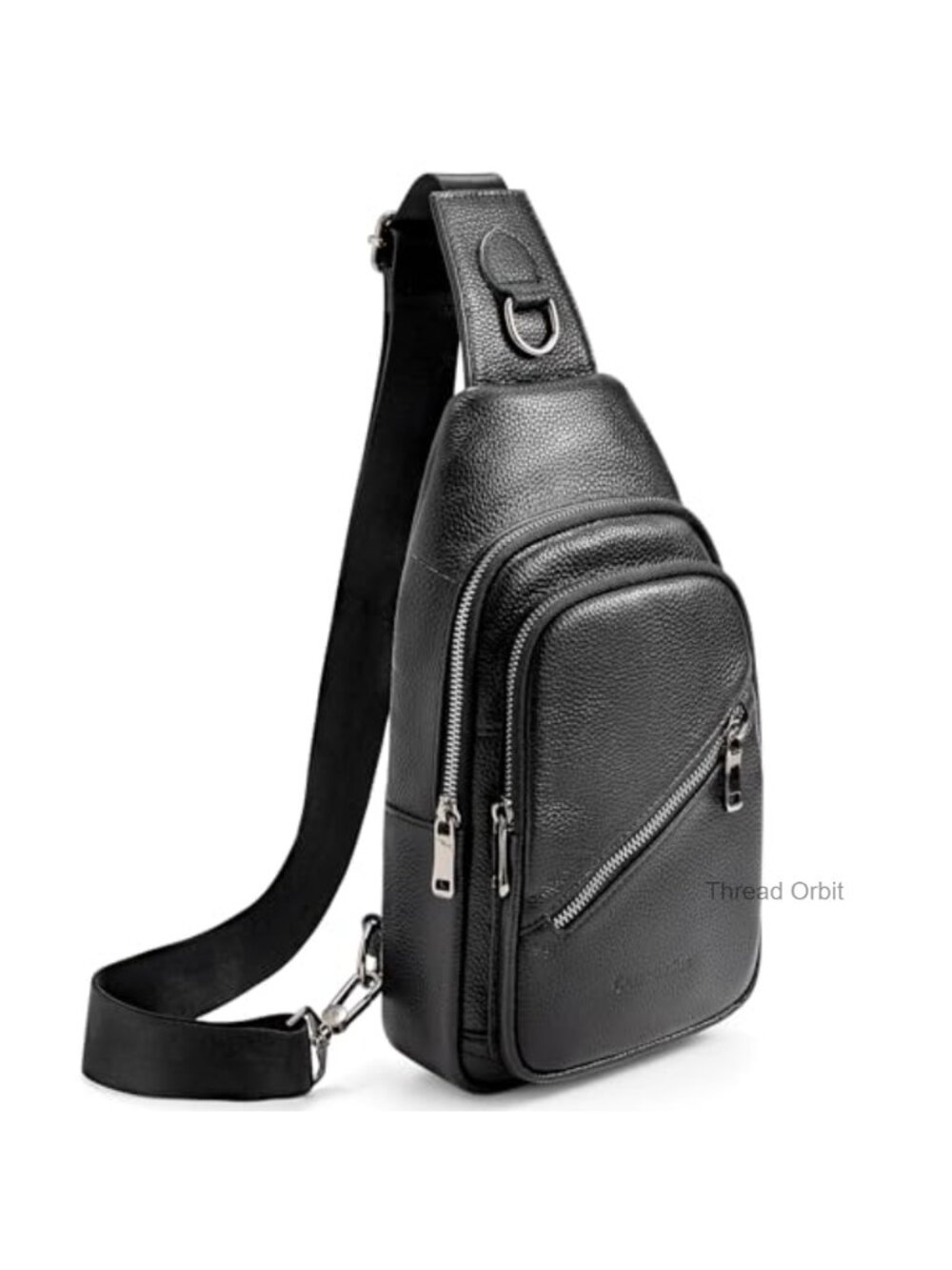 Genuine Pebbled Leather Sling Bag Crossbody Chest Pack for Men Travel Daily